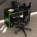 Mesa Gamer LEX Preta e Verde com detalhes que brilham no escuro