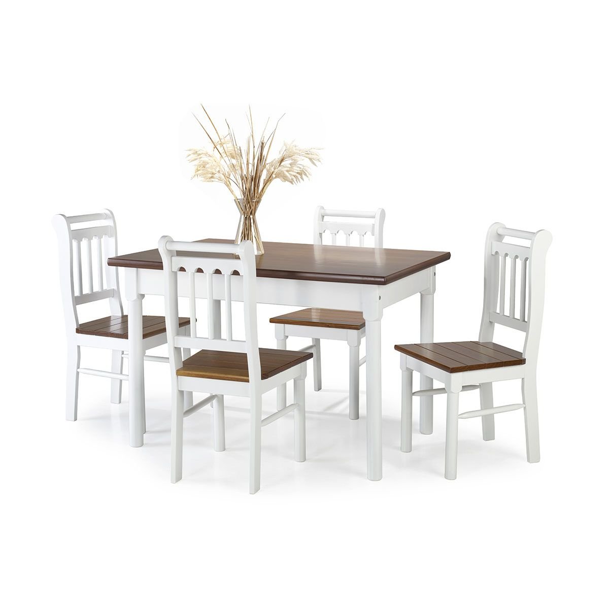 Conjunto Sala de Jantar e Cozinha Com 4 Cadeiras Madeira Maciça BRANCO
