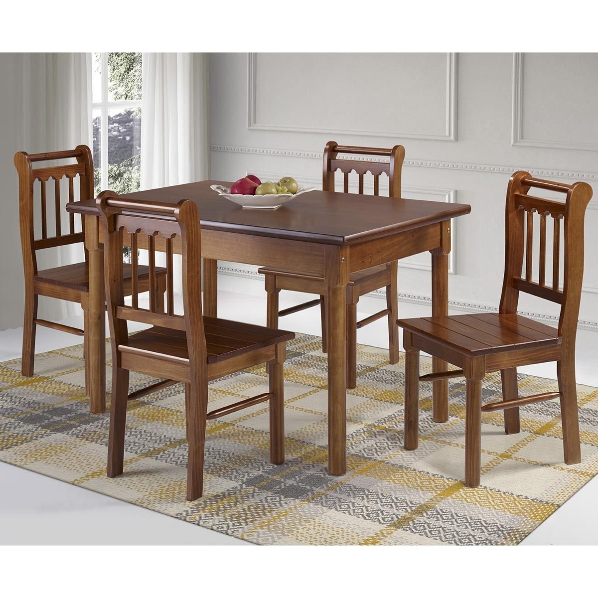 Conjunto Sala de Jantar e Cozinha Com 4 Cadeiras Madeira Maciça MEL