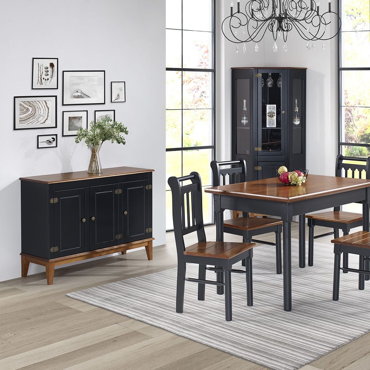 Conjunto Sala de Jantar e Cozinha Com 4 Cadeiras Madeira Maciça Preto