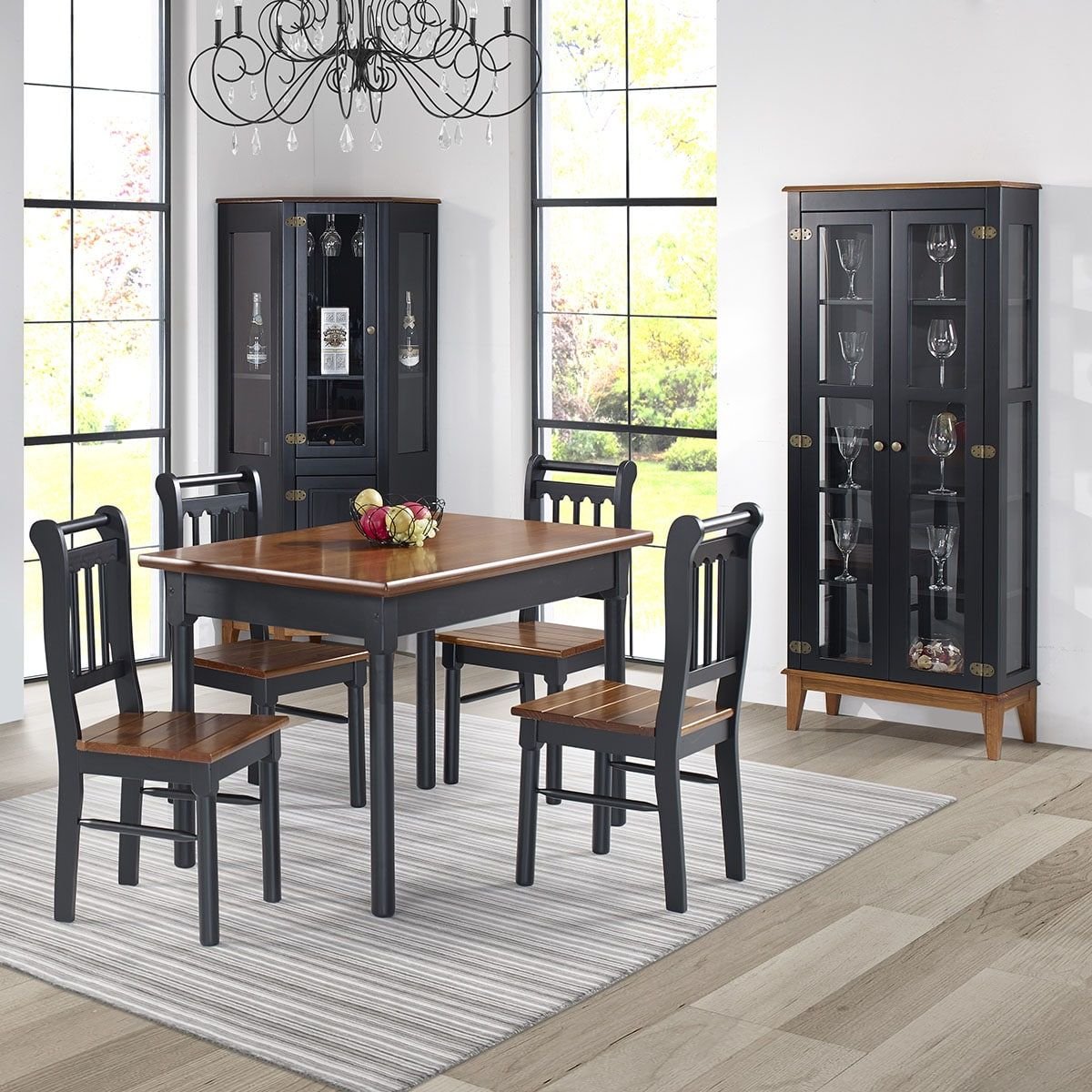Conjunto Sala de Jantar e Cozinha Com 4 Cadeiras Madeira Maciça Preto