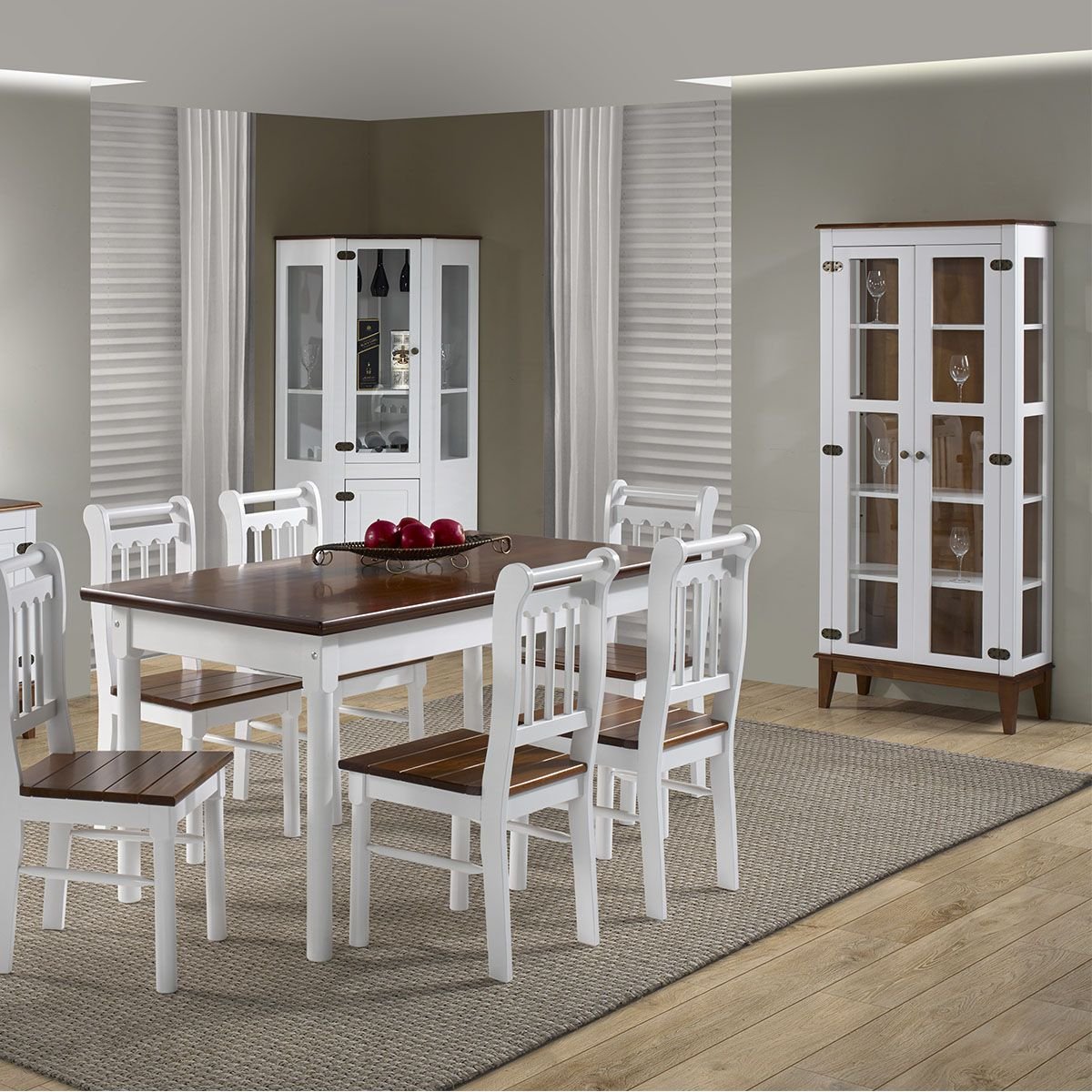Conjunto Sala de Jantar e Cozinha Com 6 Cadeiras Madeira Maciça BRANCO