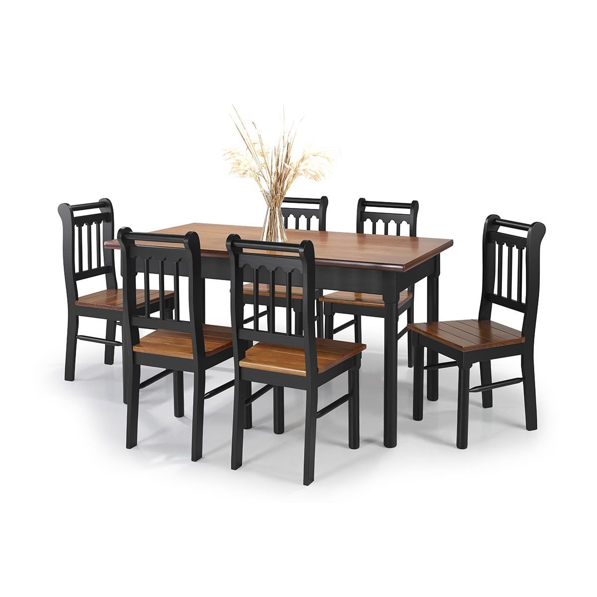 Conjunto Sala de Jantar e Cozinha Com 6 Cadeiras Madeira Maciça PRETO