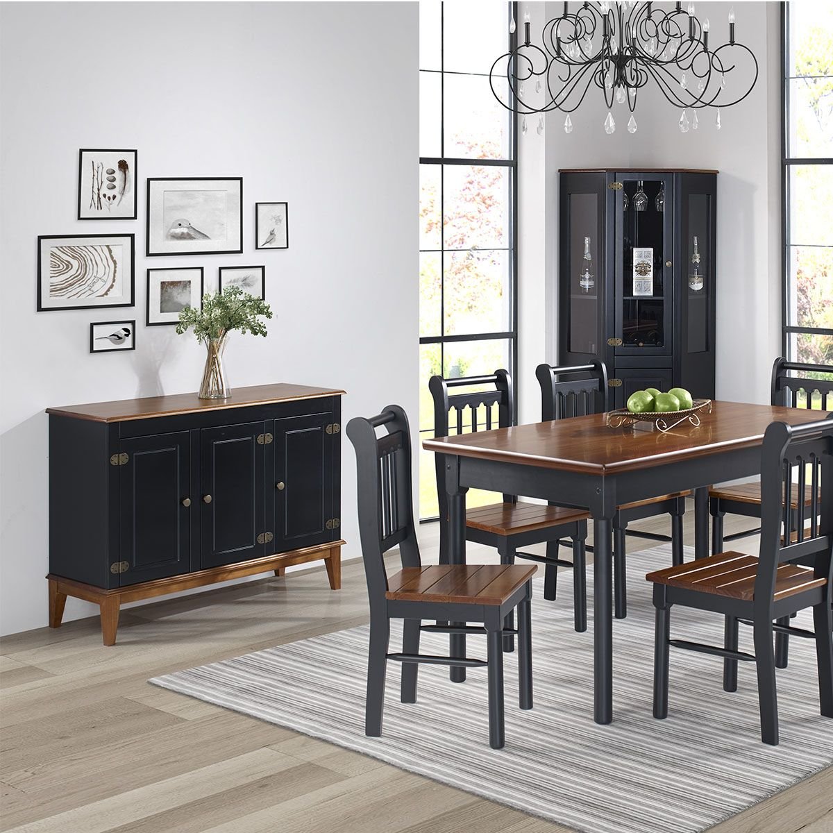 Conjunto Sala de Jantar e Cozinha Com 6 Cadeiras Madeira Maciça PRETO