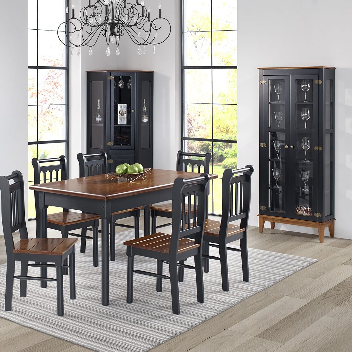 Conjunto Sala de Jantar e Cozinha Com 6 Cadeiras Madeira Maciça PRETO