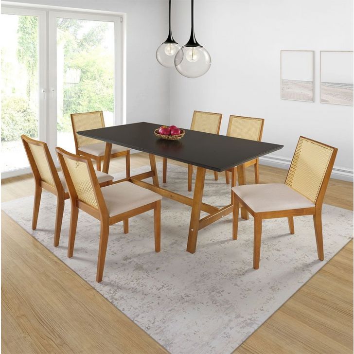 Conjunto Sala de Jantar 6 Cadeiras Kate Siena Moveis