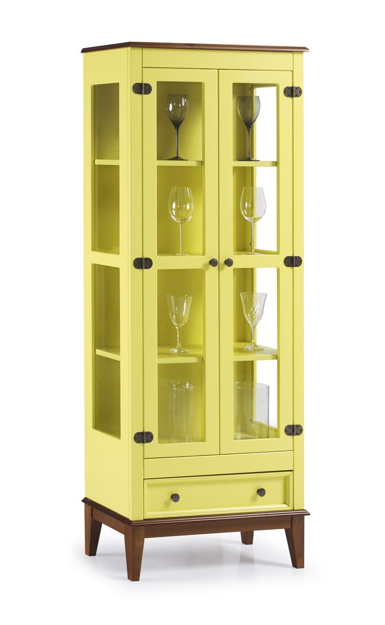 Cristaleira 2 Portas + 1 Gaveta - AMARELO LEMON