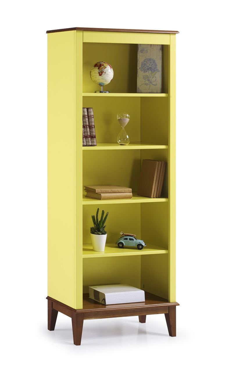 Estante de Madeira Maciça  4 Prateleiras - Amarelo Lemon