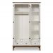 Guarda-Roupa Rústico 3 Portas e 2 Gavetas - Madeira Maciça e MDF - Branco