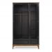 Guarda-Roupa Rústico 3 Portas e 2 Gavetas - Madeira Maciça e MDF - Preto