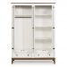 Guarda-Roupa Rústico 4 Portas e 2 Gavetas - Madeira Maciça e MDF - Branco