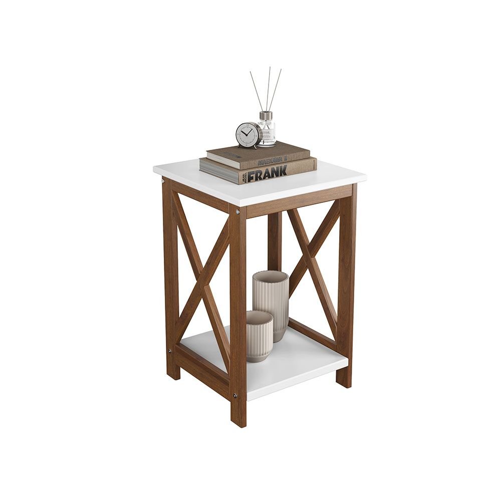 Mesa de Cabeceira Madeira Maciça - Branco