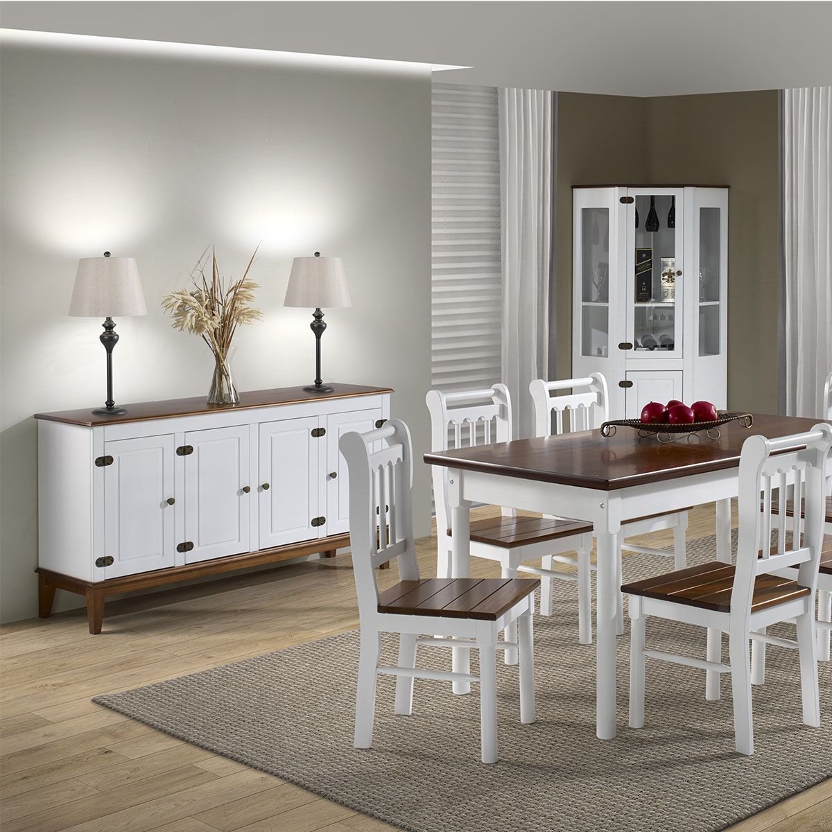 Mesa em Madeira Maciça Retangular 6 Lugares BRANCO