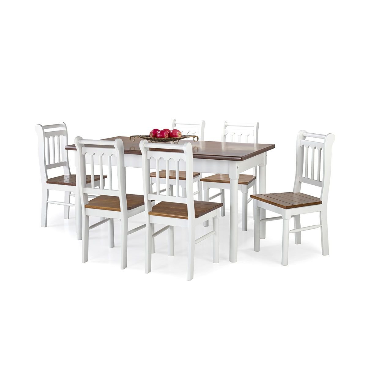 Mesa em Madeira Maciça Retangular 6 Lugares BRANCO
