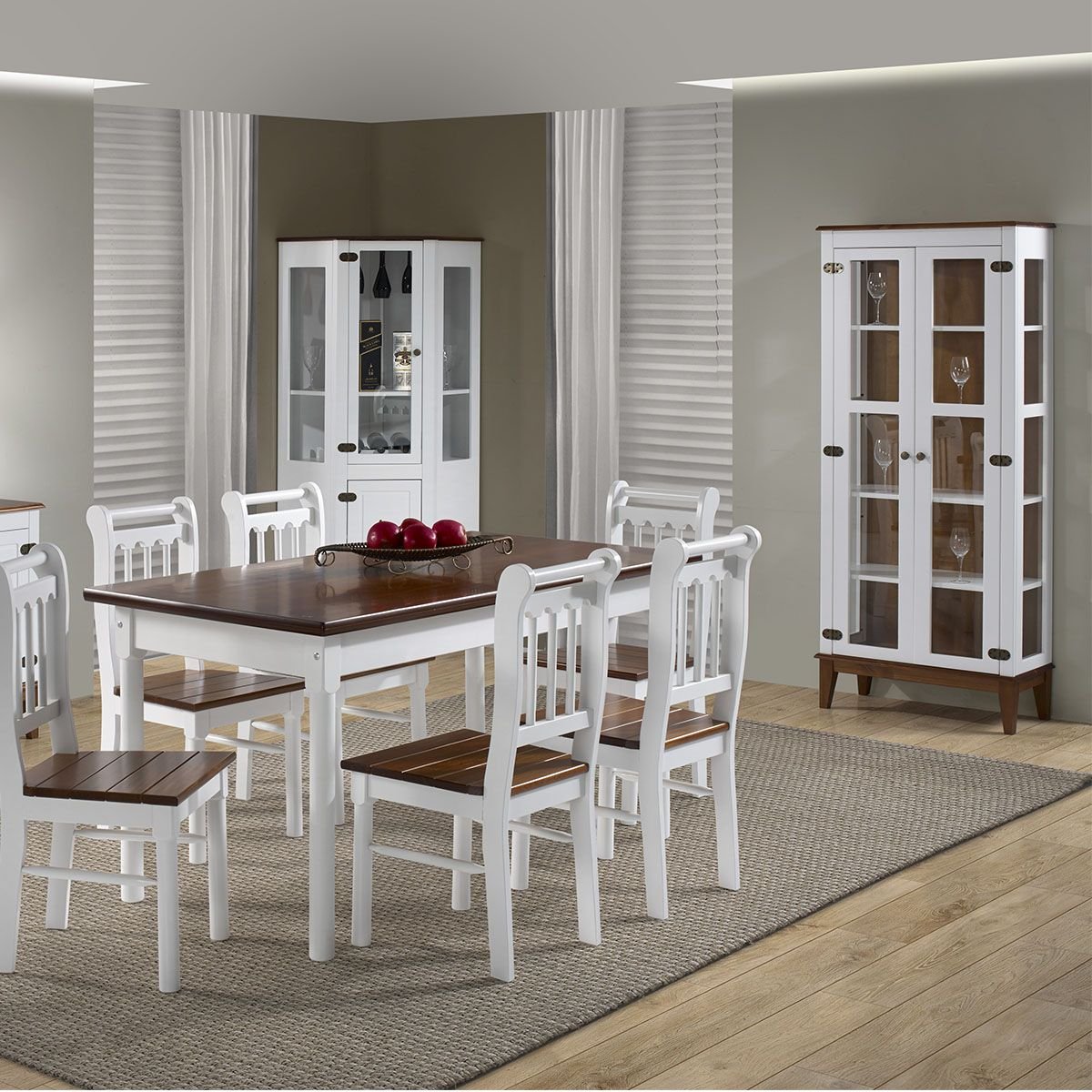 Mesa em Madeira Maciça Retangular 6 Lugares BRANCO