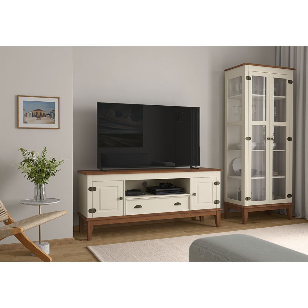 Rack 2 Portas  e 1 Gaveta- OFF WHITE