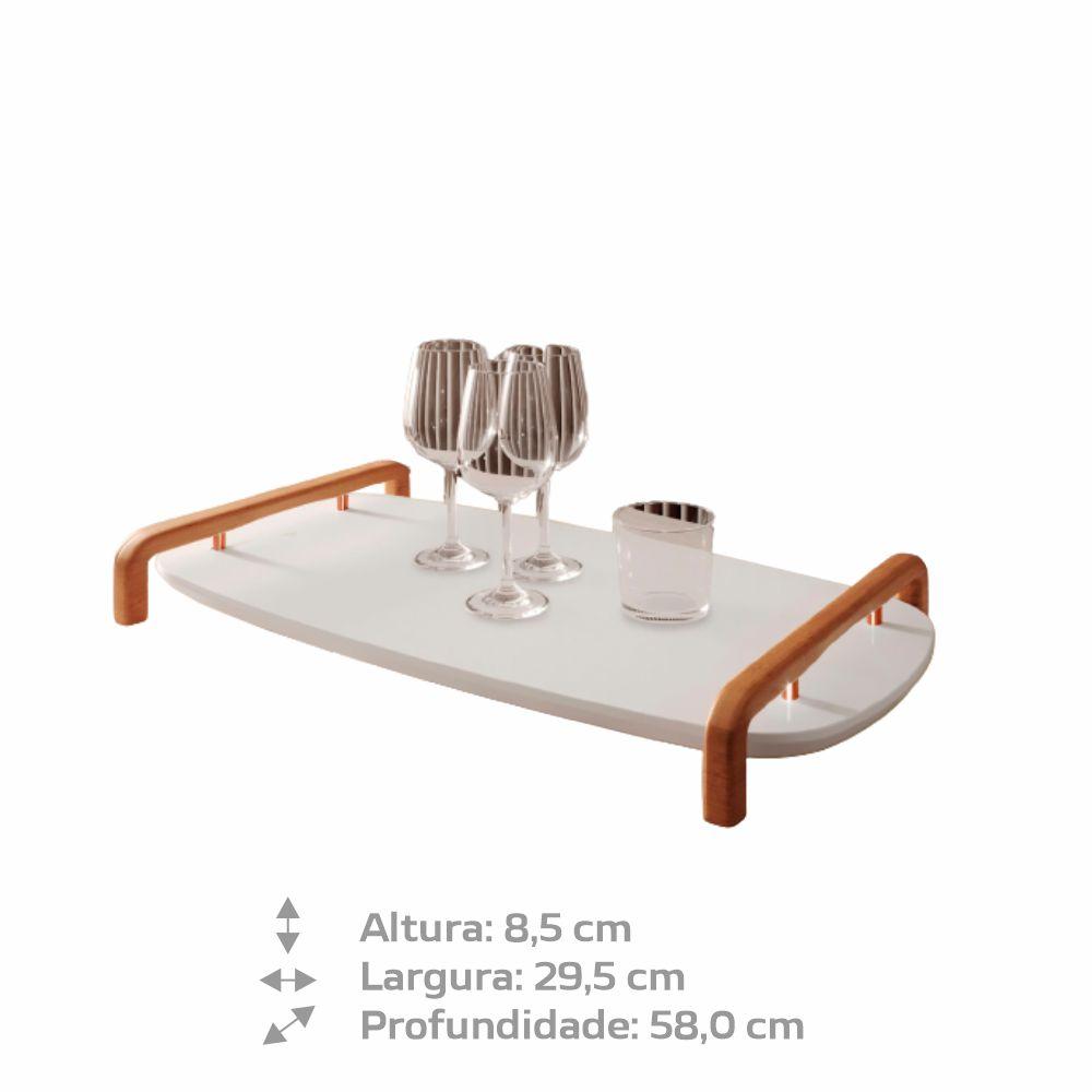 Bandeja Barcelona Decorativa Branco com Detalhes em Metal Cobre