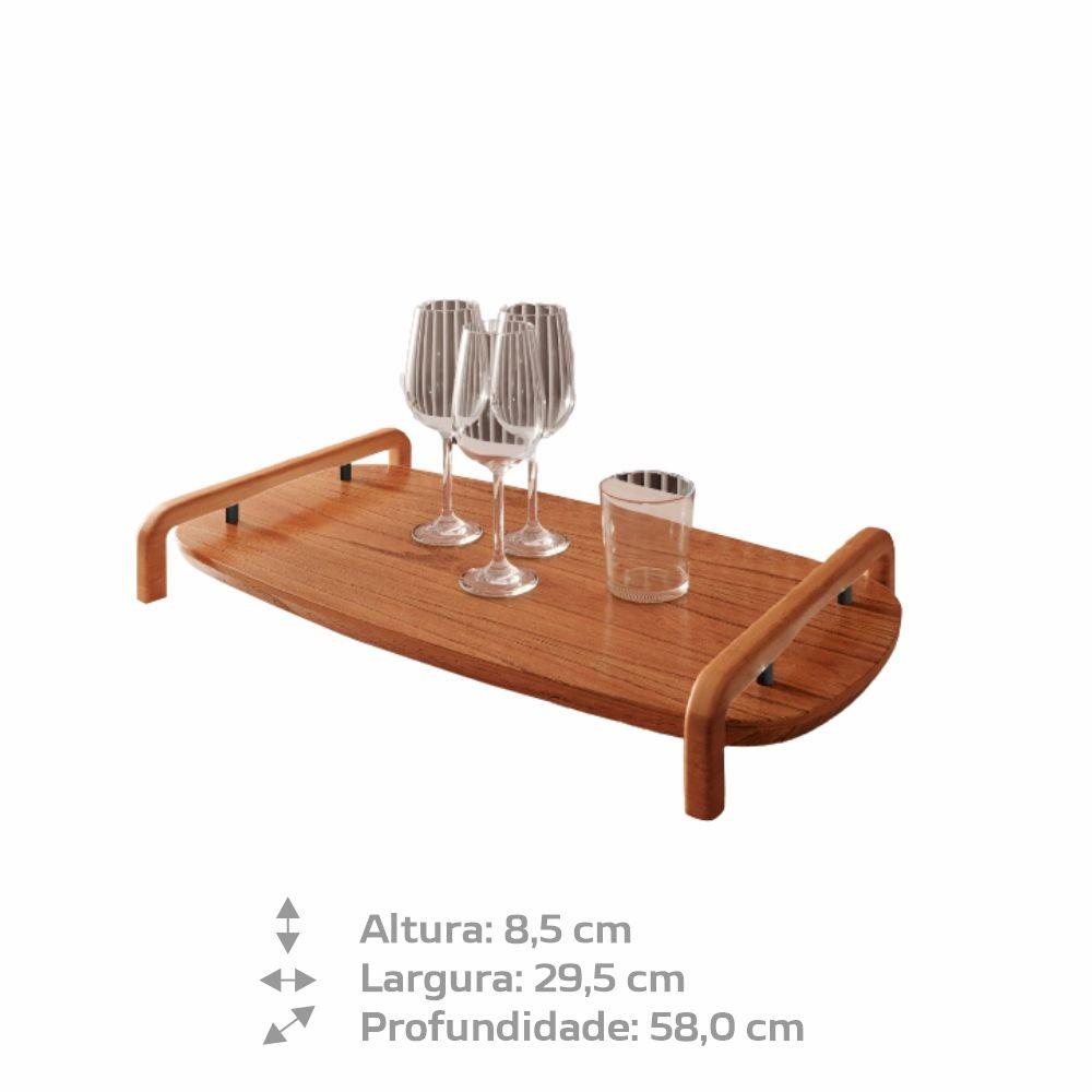 Bandeja Barcelona Decorativa Castanho com Detalhes em Metal Cobre