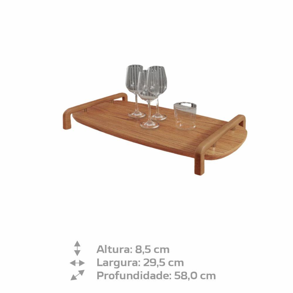 Bandeja Barcelona Decorativa Castanho com Detalhes em Metal Dourado