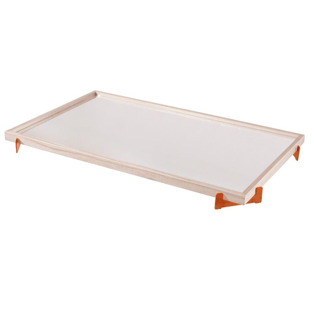 Bandeja Espelhada Gala MDF Laminado Ártico Pés em Metal Cobre