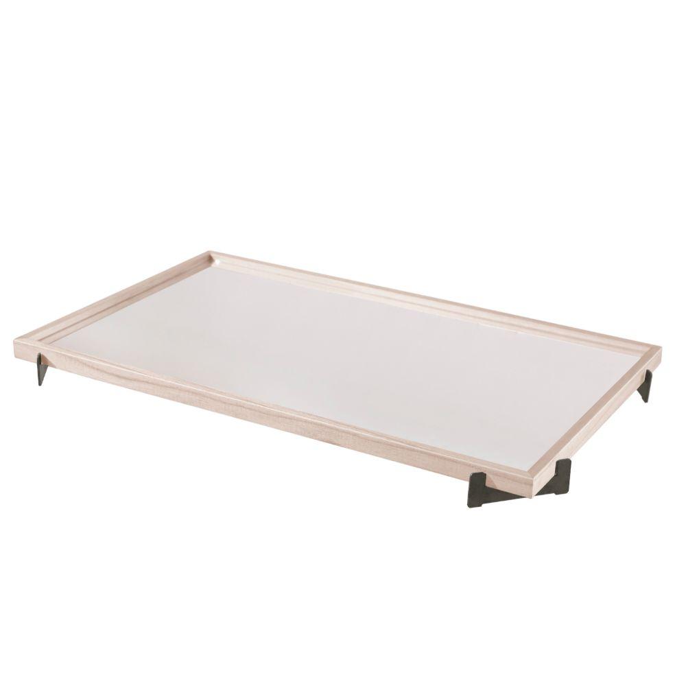Bandeja Espelhada Gala MDF Laminado Ártico Pés em Metal Grafite