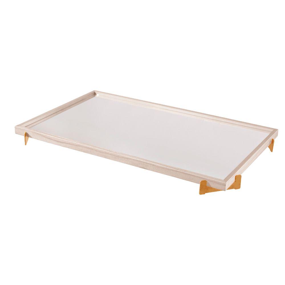 Bandeja Espelhada Gala MDF Laminado Ártico Pés em Metal Ouro