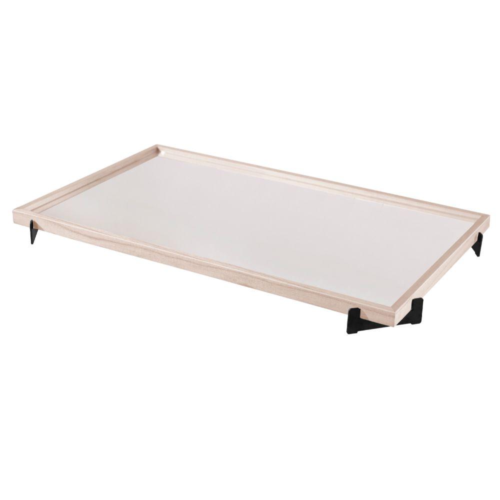Bandeja Espelhada Gala MDF Laminado Ártico Pés em Metal Preto