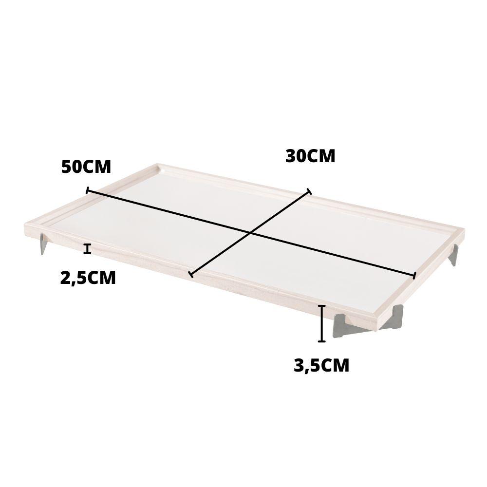 Bandeja Espelhada Gala MDF Laminado Ártico Pés em Metal Preto