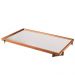 Bandeja Espelhada Gala MDF Laminado Castanho Pés em Metal Grafite