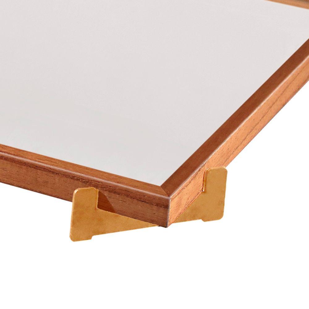 Bandeja Espelhada Gala MDF Laminado Castanho Pés em Metal Ouro
