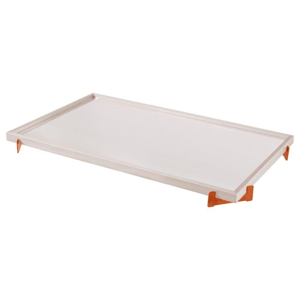 Bandeja Espelhada Gala MDF Laqueado Off White Pés em Metal Cobre