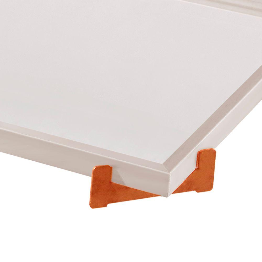 Bandeja Espelhada Gala MDF Laqueado Off White Pés em Metal Cobre