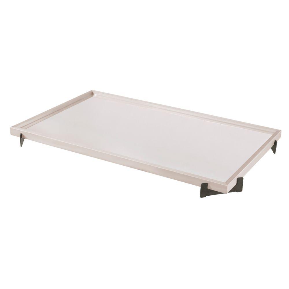 Bandeja Espelhada Gala MDF Laqueado Off White Pés em Metal Grafite