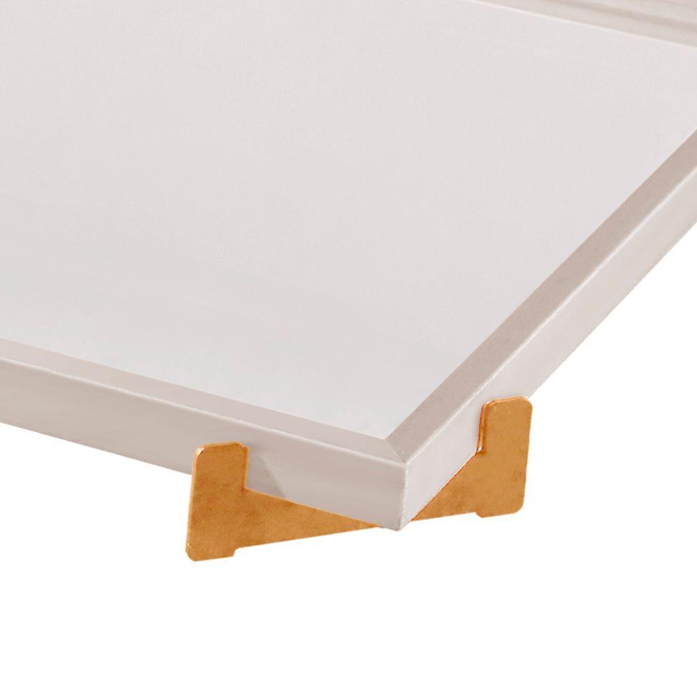 Bandeja Espelhada Gala MDF Laqueado Off White Pés em Metal Ouro