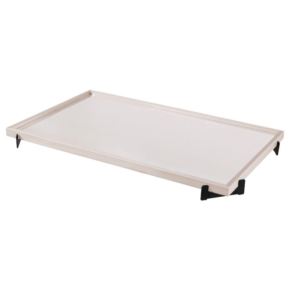 Bandeja Espelhada Gala MDF Laqueado Off White Pés em Metal Preto