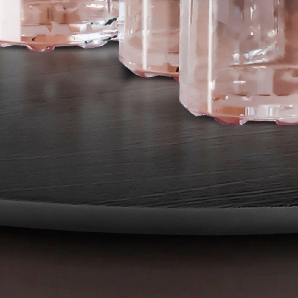 Bandeja Redonda Maré MDF Laminado Ébano com Alça em Couro Preto