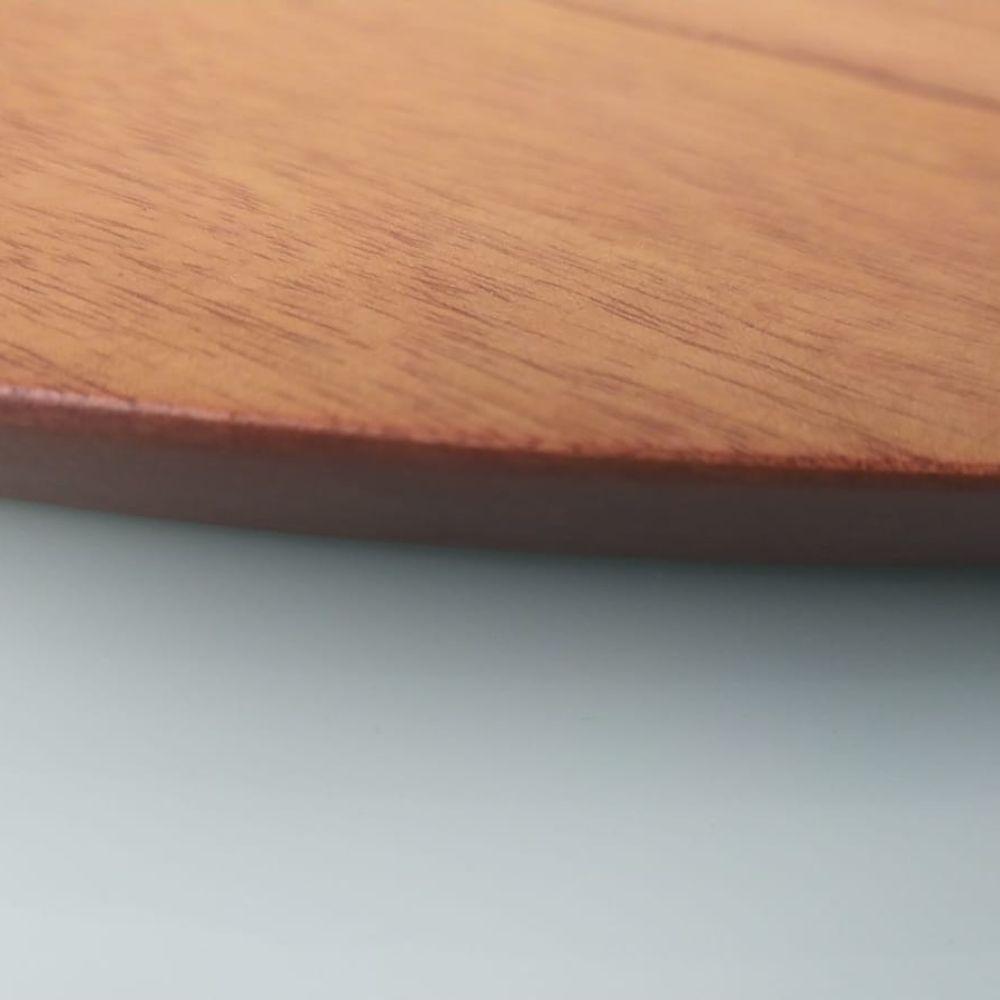 Bandeja Redonda Maré MDF Laminado Castanho com Alça em Couro Marrom