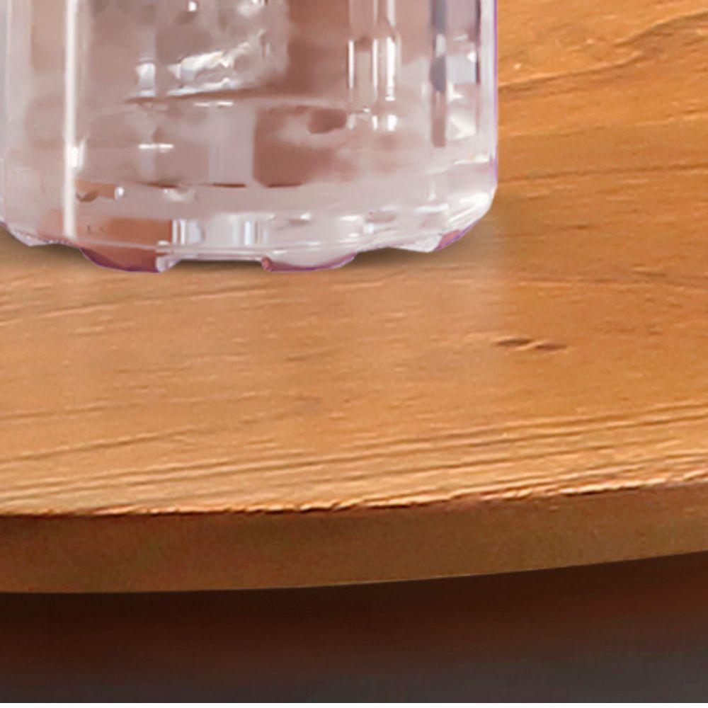 Bandeja Redonda Maré MDF Laminado Castanho com Alça em Couro Preto