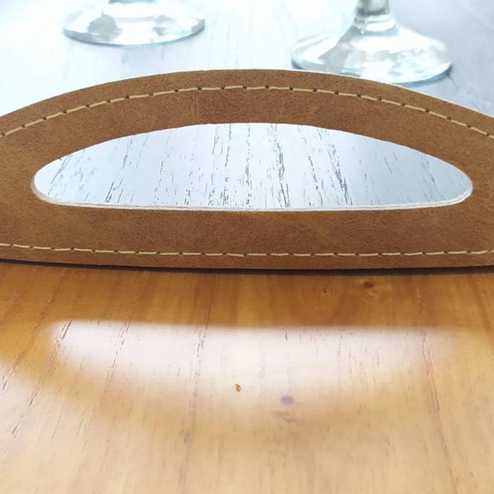 Bandeja Vale Decorativa MDF Laminado Ébano Couro Marrom