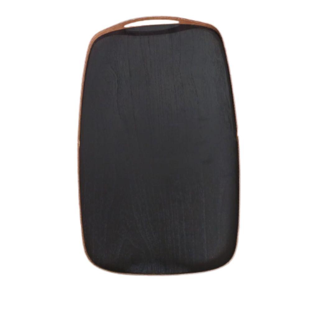 Bandeja Vale Decorativa MDF Laminado Ébano Couro Marrom