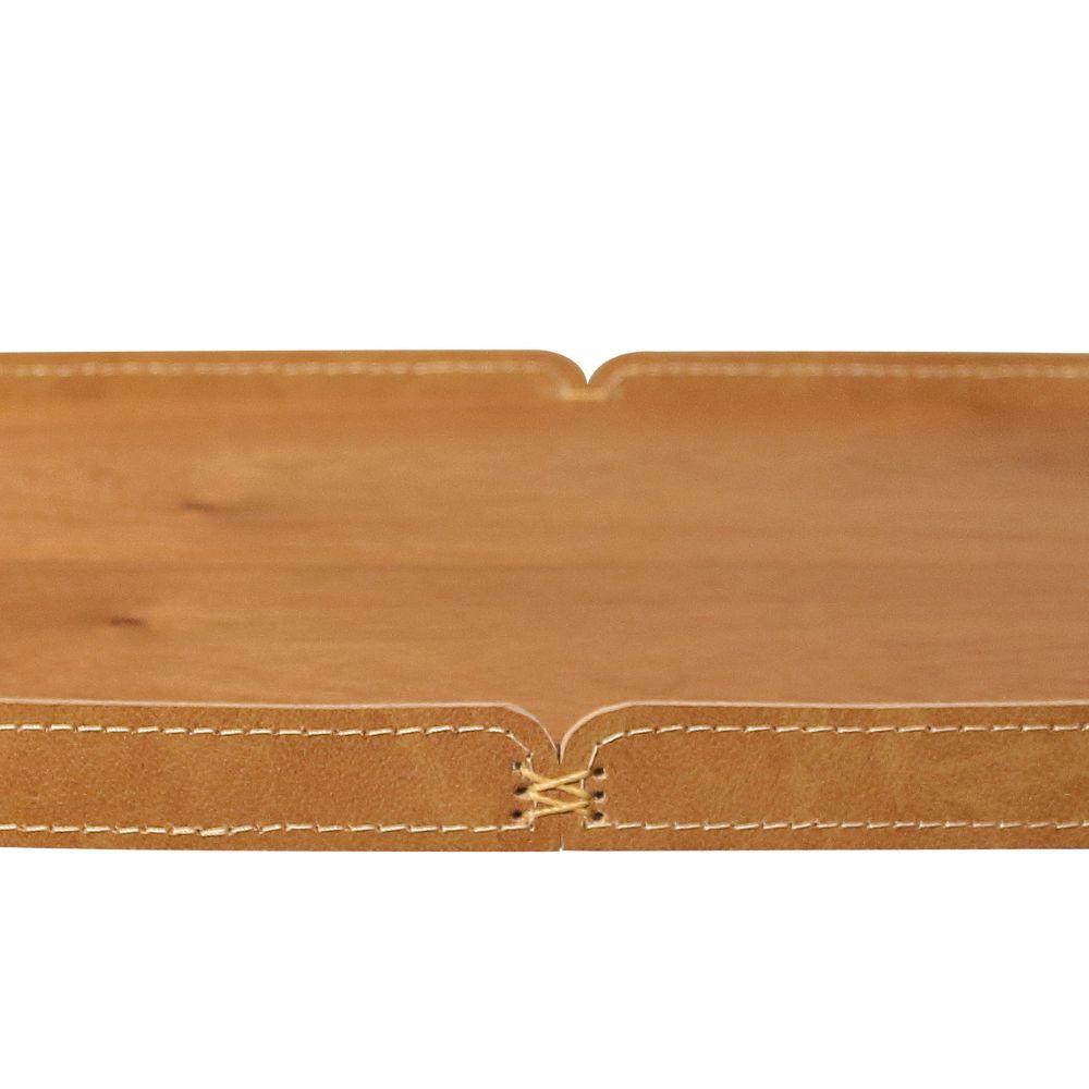 Bandeja Vale Decorativa MDF Laminado Castanho Couro Marrom