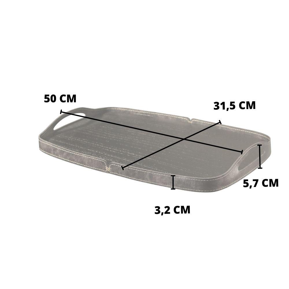 Bandeja Vale Decorativa MDF Laminado Castanho Couro Preto