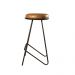 Banqueta Canastra Couro Caramelo Base Metal Preto