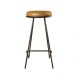 Banqueta Canastra Couro Caramelo Base Metal Preto