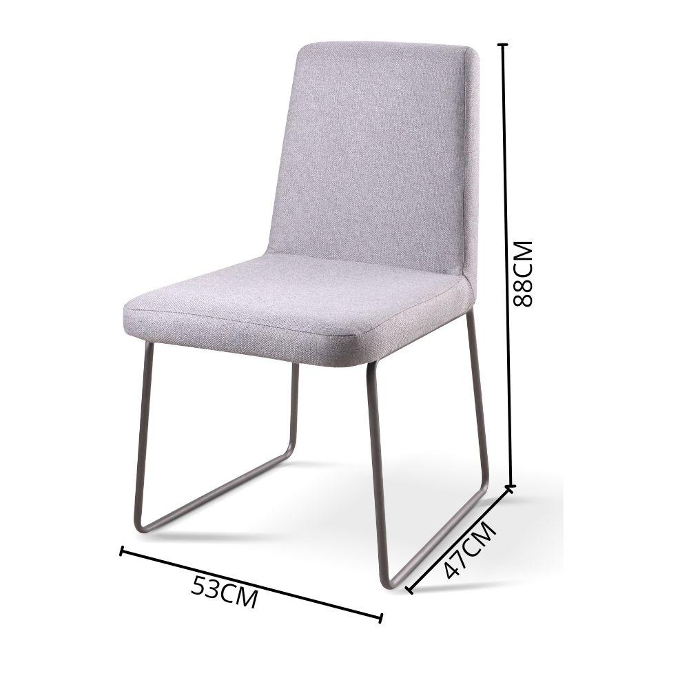 Cadeira Neat em Linho Cinza e Pés em Metal Grafite