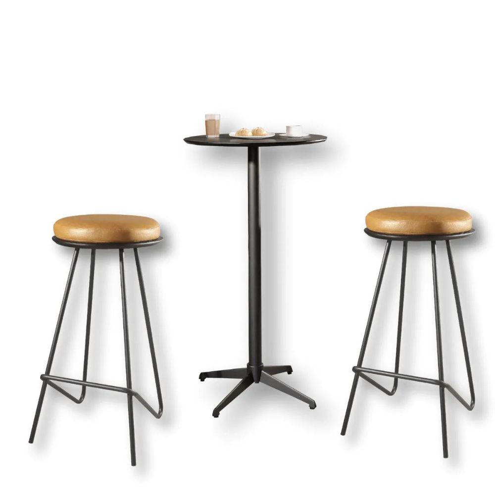 Conjunto Mesa Bistrô Elegance com 2 Banquetas Canastra Metal Preto