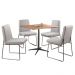 Conjunto Sala de Jantar Copa Castanho com 4 Cadeiras Neat Linho Cinza Base Grafite