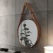 Espelho Fine Decorativo Redondo com Moldura em Couro 55 cm Cor:Marrom