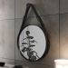 Espelho Fine Decorativo Redondo com Moldura em Couro 55 cm Cor:Preto