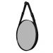Espelho Fine Decorativo Redondo com Moldura em Couro 55 cm Cor:Preto